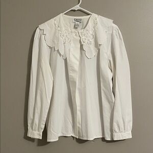 White Lace Collar Blouse